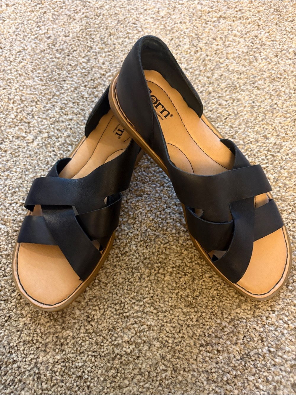 Born Black Crisscross Leather Women’s Sandals